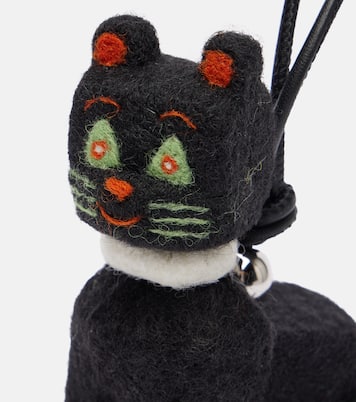 x Louis Wain Cats leather-trimmed wool bag charm | Loewe