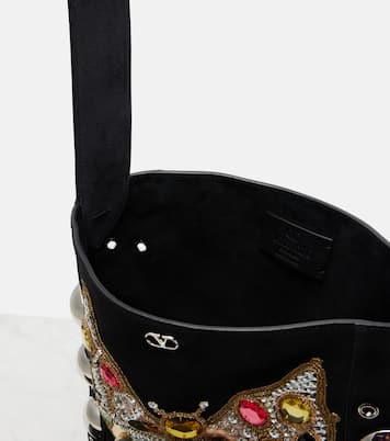 Nellcôte Medium embellished suede shoulder bag  | Valentino Garavani