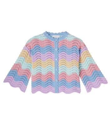 Scalloped striped cotton cardigan | Stella McCartney Kids