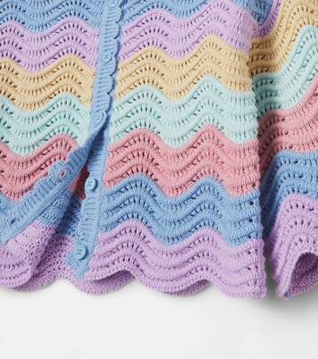 Scalloped striped cotton cardigan | Stella McCartney Kids