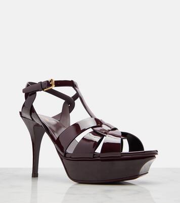 Tribute 105 patent leather platform sandals | Saint Laurent