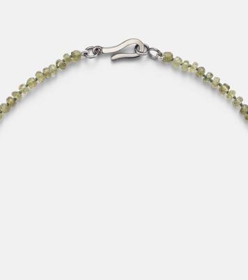 9kt white gold (375/1000) and sterling silver (925) beaded necklace with garnets and diamonds | Ileana Makri