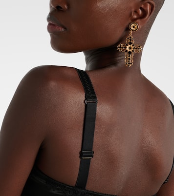 Aretes Crystal Cross Drop de clip | Dolce&Gabbana