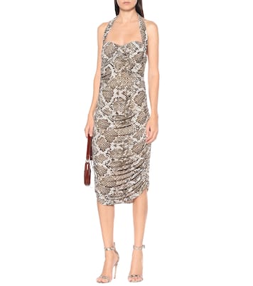 Bill snake-print jersey halter dress | Norma Kamali
