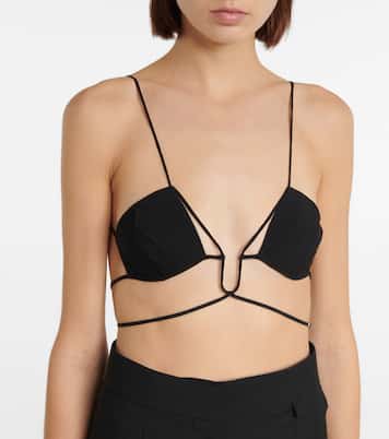 Tie-trimmed gabardine bra | Nensi Dojaka
