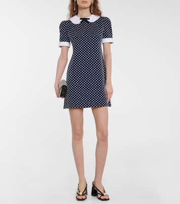 Miniabito in misto cotone a pois | Miu Miu