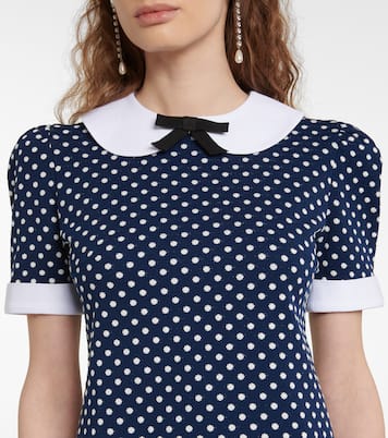 Miniabito in misto cotone a pois | Miu Miu