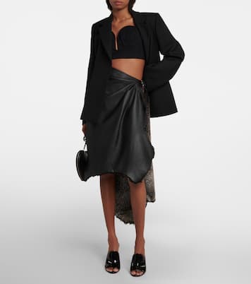 Gonna midi in pelle e shearling | Alaïa