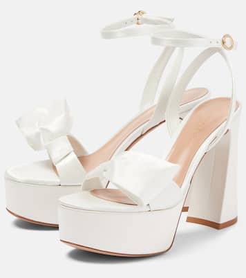 Bow-trimmed satin platform sandals | Gianvito Rossi