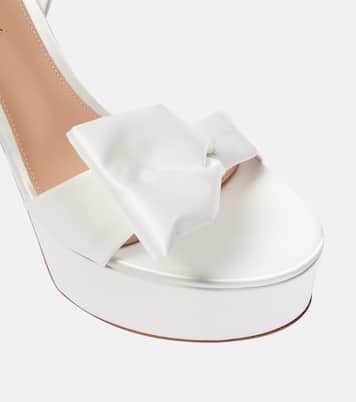 Bow-trimmed satin platform sandals | Gianvito Rossi