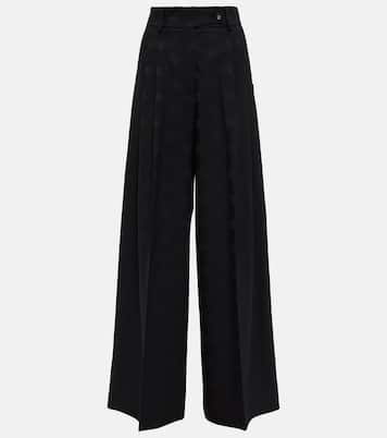 Pantalon ample en laine mélangée à logo | Dolce&Gabbana