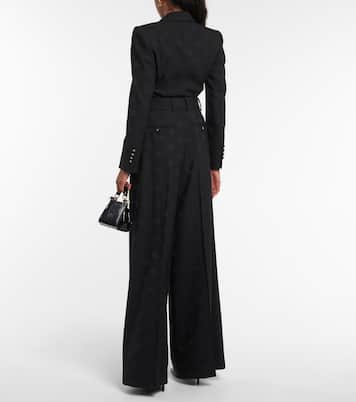 Pantalon ample en laine mélangée à logo | Dolce&Gabbana