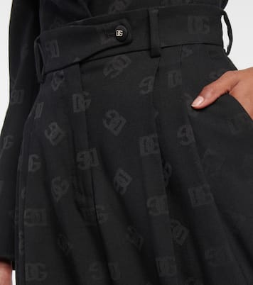 Pantalon ample en laine mélangée à logo | Dolce&Gabbana