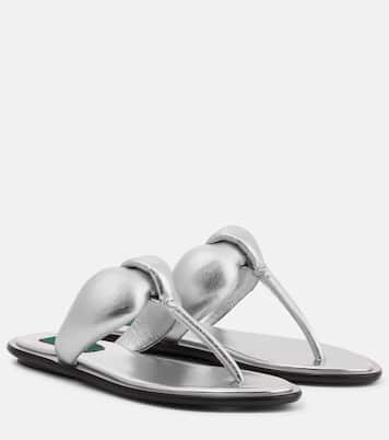 Tongs en cuir métallisé | Pucci