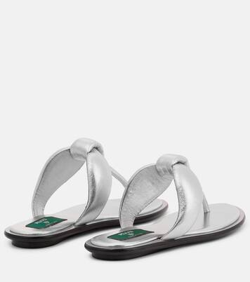 Tongs en cuir métallisé | Pucci