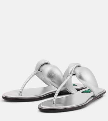 Tongs en cuir métallisé | Pucci