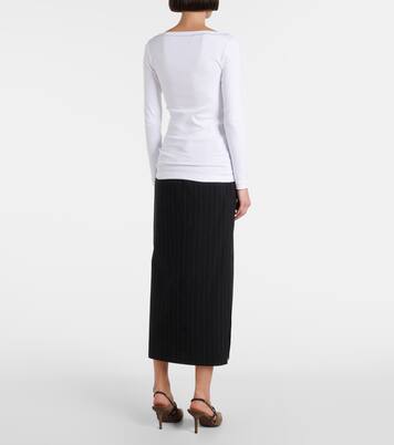 Top con scollo a V in misto cotone | Brunello Cucinelli
