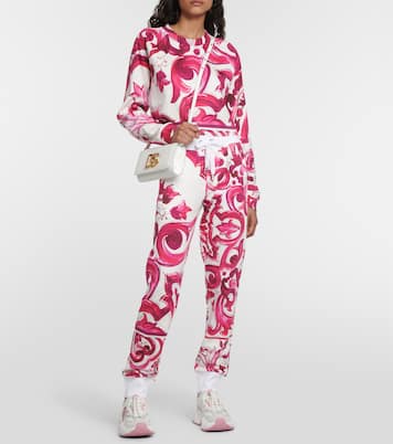 Felpa cropped Maiolica in jersey di cotone | Dolce&Gabbana