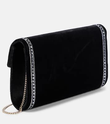 Flower Strass embellished velvet clutch | Roger Vivier