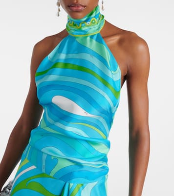 Top Vivara imprimé en satin de soie | Pucci