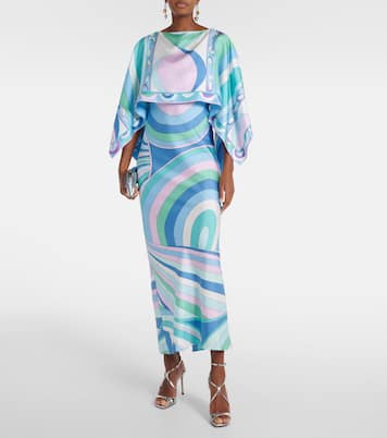 Abito lungo Iride And Pesci in twill di seta | Pucci
