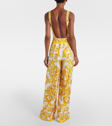 Pantalon ample Majolica en soie | Dolce&Gabbana