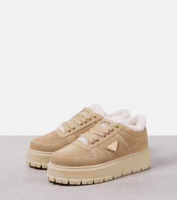 Shearling-lined suede sneakers | Prada