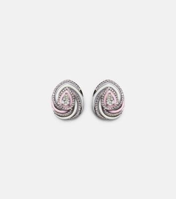 Orecchini Oceane in oro bianco 18kt con smalto e diamanti | Kamyen