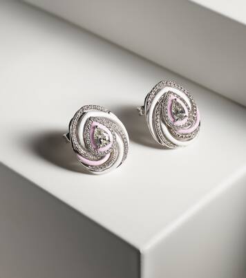 Orecchini Oceane in oro bianco 18kt con smalto e diamanti | Kamyen