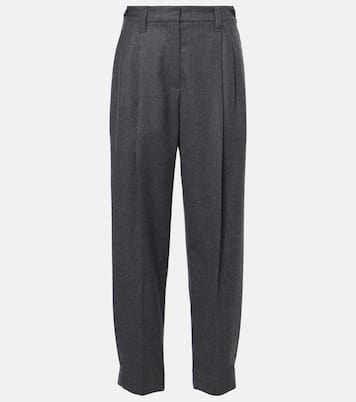 Baggy Sartorial high-rise wool straight pants | Brunello Cucinelli