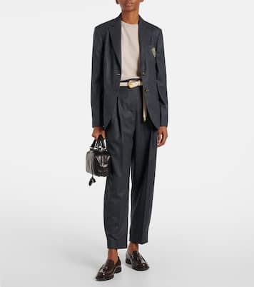 Baggy Sartorial high-rise wool straight pants | Brunello Cucinelli