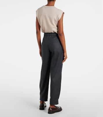 Baggy Sartorial high-rise wool straight pants | Brunello Cucinelli