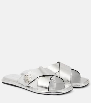 Sandali T Lock in pelle metallizzata | Tory Burch