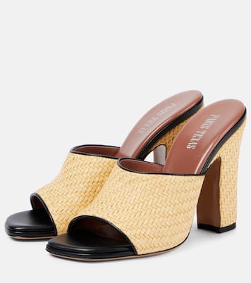 Mules Ava 100 de rafia y piel | Paris Texas