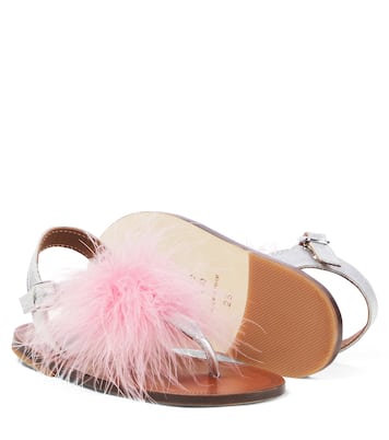 Sandalen Piu aus Metallic-Leder mit Federn | PèPè