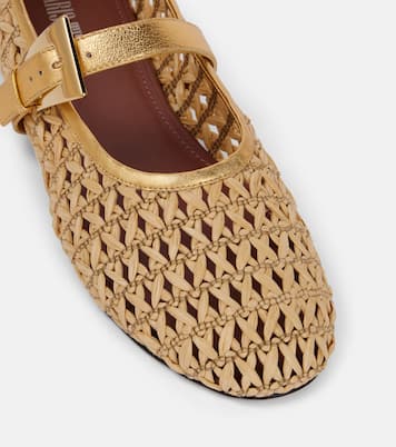 Sveva woven leather-trimmed ballet flats | Paris Texas