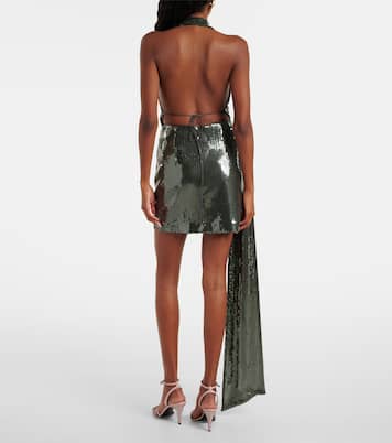 Draped halterneck sequined minidress | Alex Perry
