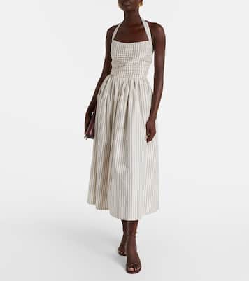 Halterneck striped cotton midi dress | Markarian