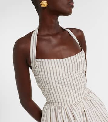 Halterneck striped cotton midi dress | Markarian