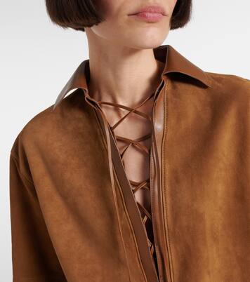 Horsebit leather-trimmed suede minidress | Gucci
