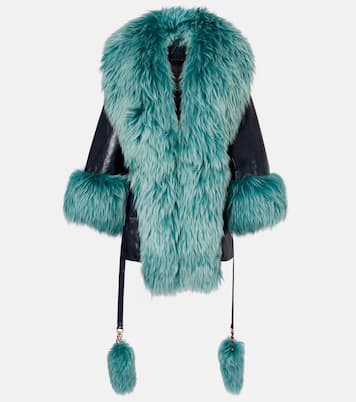 Shearling-trimmed leather coat | Chloé