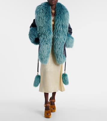 Shearling-trimmed leather coat | Chloé