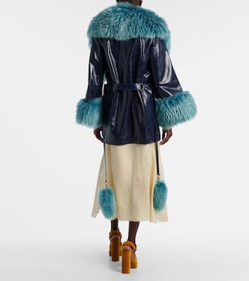 Shearling-trimmed leather coat | Chloé