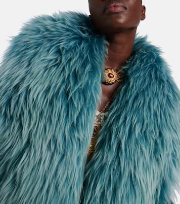 Shearling-trimmed leather coat | Chloé