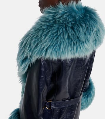Shearling-trimmed leather coat | Chloé