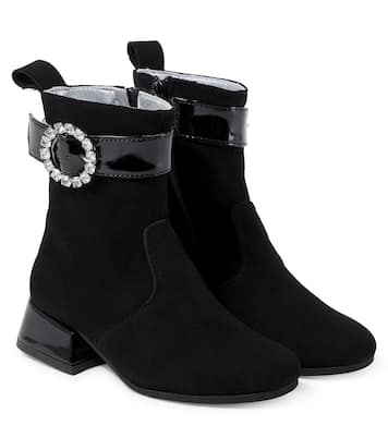Ankle Boots aus Veloursleder mit Kristallen | Monnalisa