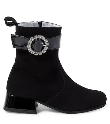 Ankle Boots aus Veloursleder mit Kristallen | Monnalisa