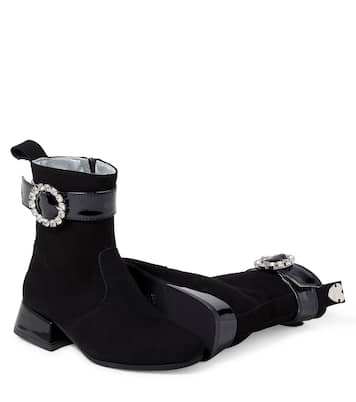 Ankle Boots aus Veloursleder mit Kristallen | Monnalisa