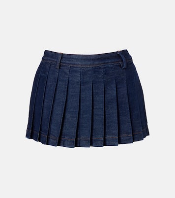 Pleated low-rise denim miniskirt  | 7 For All Mankind
