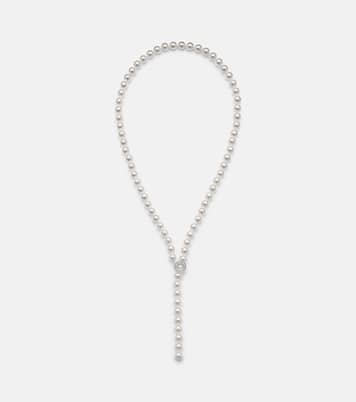 18kt 화이트 골드 펄 다이아몬드 네크리스 | Mikimoto